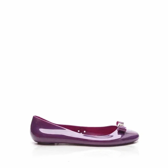 Tory Burch Eddie Bow Jelly Purple Flats - Picture 4 of 5